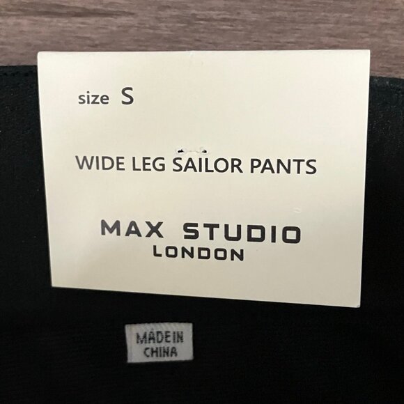 Max Studio London Women’s Size Small Black Pinstripe Wide Leg Sailor Pants NWT! - Picture 7 of 12